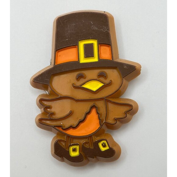 Little Bird Pilgrim Refrigerator Magnet Vintage Hallmark Thanksgiving Brown - Picture 5 of 6